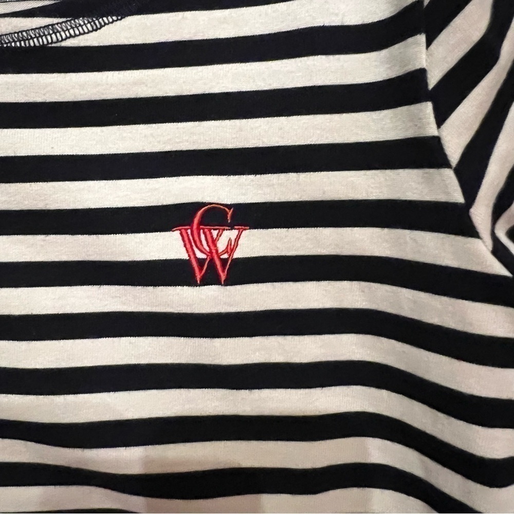 Carin Wester Striped Sweater with boatneck, black and cream striped, size Medium - Picture 4 of 6